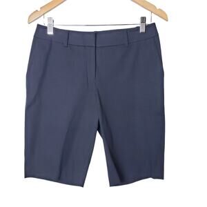 Lafayette 148 NY Bermuda Shorts Cotton Blend Pockets Side Slits Black Size 2